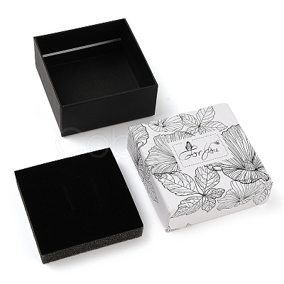 Flower Print Cardboard Paper Jewelry Storage Boxes CON-P022-01C-1