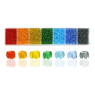 1400Pcs 7 Colors Glass Seed Beads SEED-YW0001-81-1