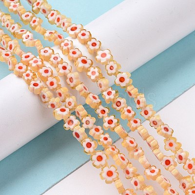 Handmade Millefiori Glass Bead Strands LAMP-J035-6mm-77-1