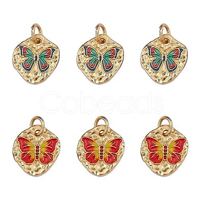 6Pcs 2 Style Rack Plating Brass Enamel Pendants KK-SZ0006-13-1