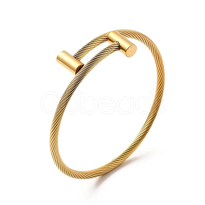 Ion Plating(IP) 304 Stainless Steel Twist Rope Open Cuff Bangle BJEW-P283-53A-1