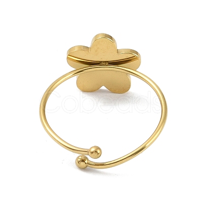 Flower 304 Stainless Steel Enamel Ring RJEW-A038-18G-02-1