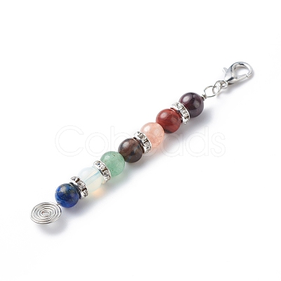 7 Gemstone Beaded Pendant Decoration HJEW-JM00758-1