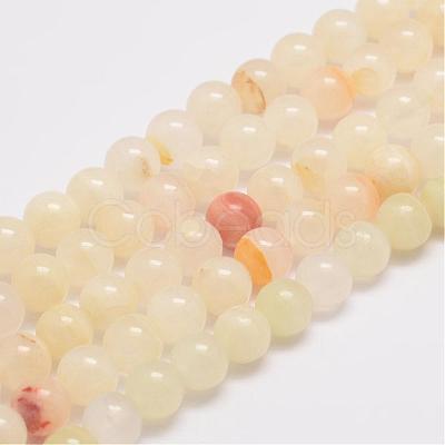 Natural Flower Jade(Afghanistan Jade) Bead Strands G-K153-B16-6mm-1