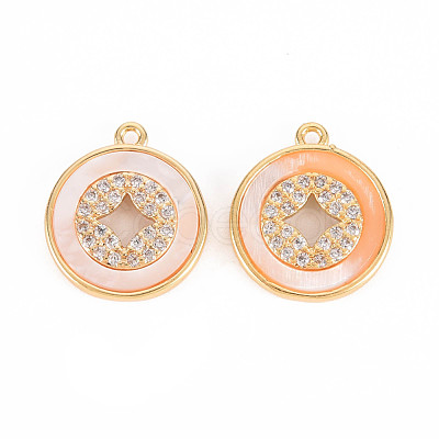 Brass Micro Pave Clear Cubic Zirconia Charms KK-T062-153G-NF-1