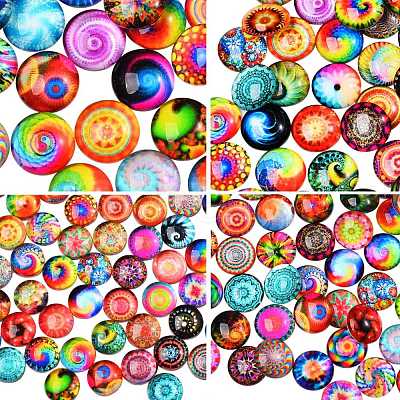 280Pcs 4 Styles Flat Back Glass Cabochons sgGGLA-SZ0001-32-1