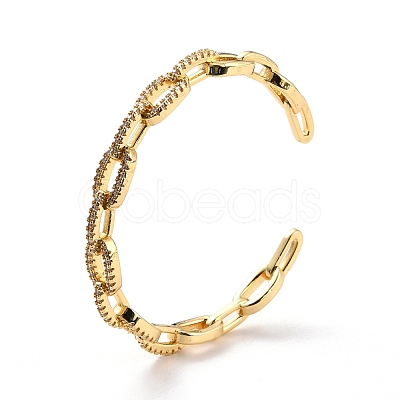 Spling Cable Chain-shaped Cubic Zirconia Cuff Bangle BJEW-D448-08G-RS-1