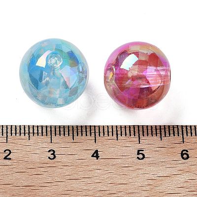 UV Plating Rainbow Iridescent Acrylic Beads OACR-O008-02B-1