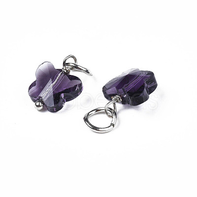 Faceted Transparent Glass Charms GLAA-T024-06-1