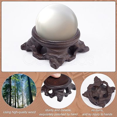 Gorgecraft 4Pcs 2 Colors Wood Crystal Ball Display Pedestal ODIS-GF0001-12-1