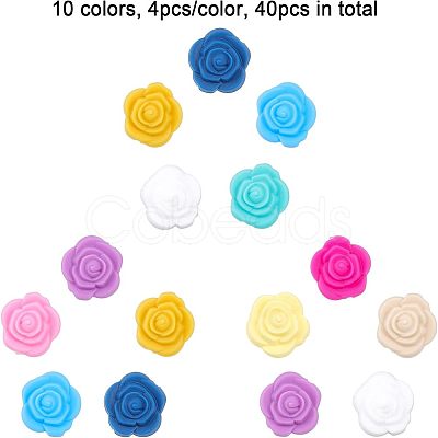 CHGCRAFT 40Pcs 10 Colors Food Grade Eco-Friendly Silicone Beads SIL-CA0001-46-1