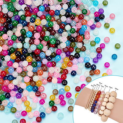 PandaHall Elite 28 Stands 28 Colors Glass Imitation Jade Beads GLAA-PH0002-87-1