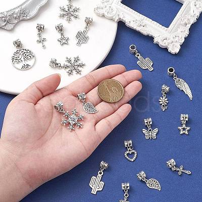 50Pcs 10 Styles Tibetan Style Alloy European Dangle Charms PALLOY-CJ0002-74-1