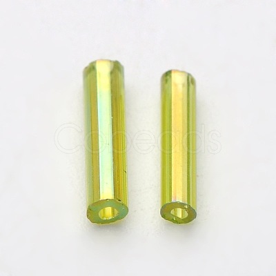 Transparent Colours Rainbow Glass Bugle Beads X-TSDB6MM164-1