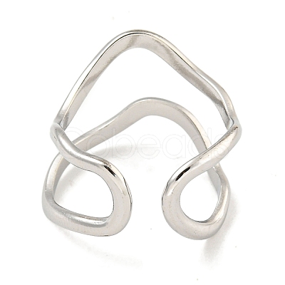 Non-Tarnish 304 Stainless Steel Irregular Open Cuff Ring for Women RJEW-A043-26P-1