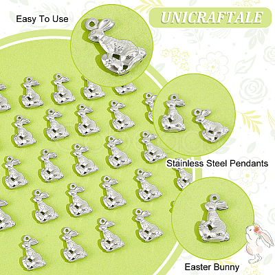 Unicraftale 50Pcs Easter 304 Stainless Steel Pendants STAS-UN0052-05-1