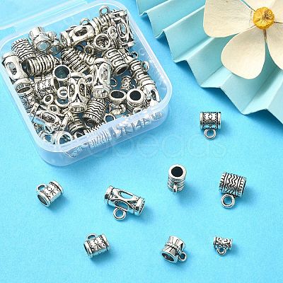 60Pcs 6 Style Tibetan Style Alloy Tube Bails FIND-YW0003-17-1