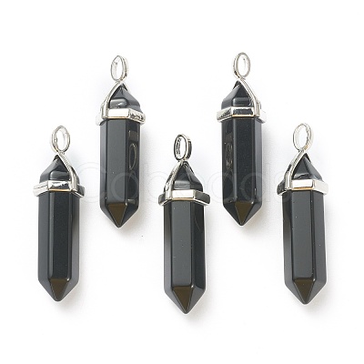 Natural Obsidian Pointed Pendants G-M378-01P-A17-1