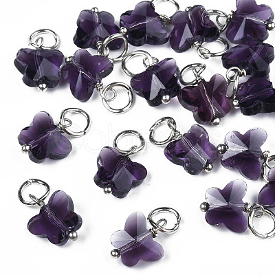 Faceted Transparent Glass Charms GLAA-T024-06-1