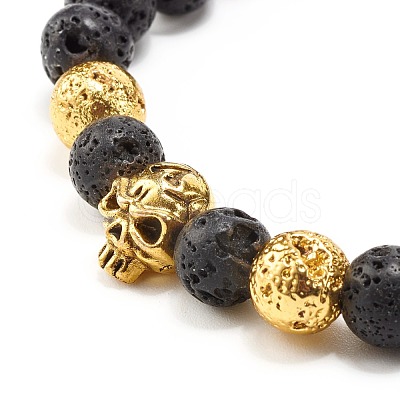 Natural Lava Rock Round Beads Essential Oil Anxiety Aromatherapy Bracelets X1-BJEW-JB06921-1