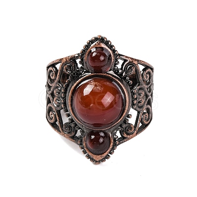 Natural Carnelian Retro Finger Rings RJEW-B067-01R-14-1