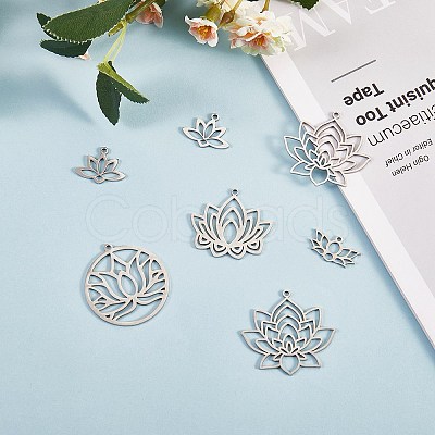 12Pcs 6 Style 304 & 201 Stainless Steel Pendants STAS-SZ0002-53-1