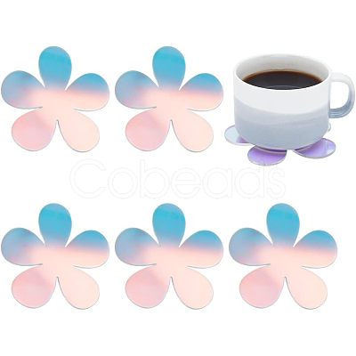 6Pcs Acrylic Mirror Cup Mats AJEW-FG0002-11-1