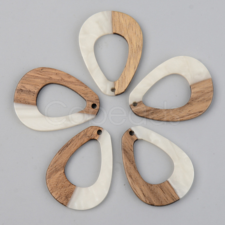 Opaque Resin & Walnut Wood Pendants RESI-S389-026A-C04-1