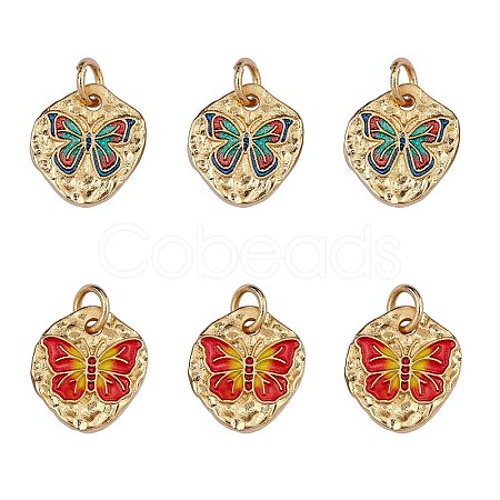 6Pcs 2 Style Rack Plating Brass Enamel Pendants KK-SZ0006-13-1