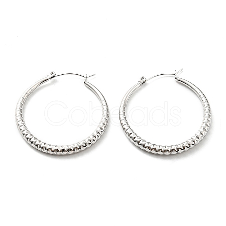 304 Stainless Steel Grooved Hoop Earrings EJEW-B023-18P-1