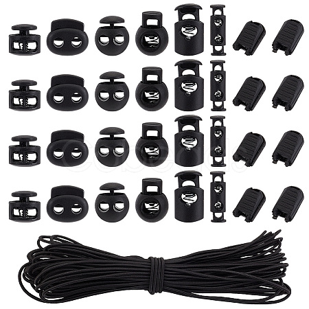 PandaHall Elite 140Pcs 7 Styles Plastic Spring Cord Locks FIND-PH0018-25-1