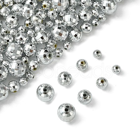 Faceted Round Plated Acrylic Beads PACR-YW0001-21-1