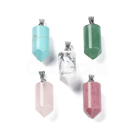 Natural & Synthetic Mixed Gemstone Pointed Pendants G-E596-02P-1