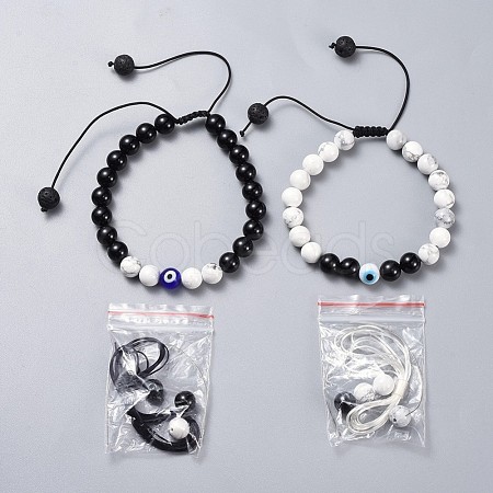 Adjustable Nylon Thread Braided Bead Bracelets Sets BJEW-JB04465-1
