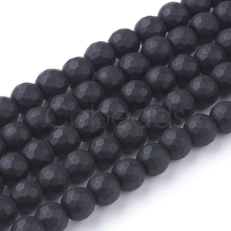 Synthetic Black Stone Beads Strands X-G-C059-6mm-1-1