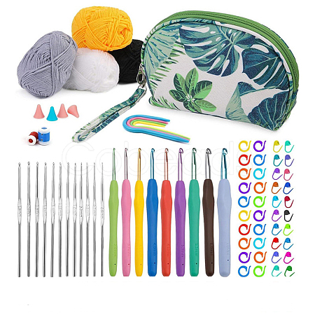 DIY Knitting Kits Storage Bag for Beginners Include Crochet Hooks PW-WG28870-01-1