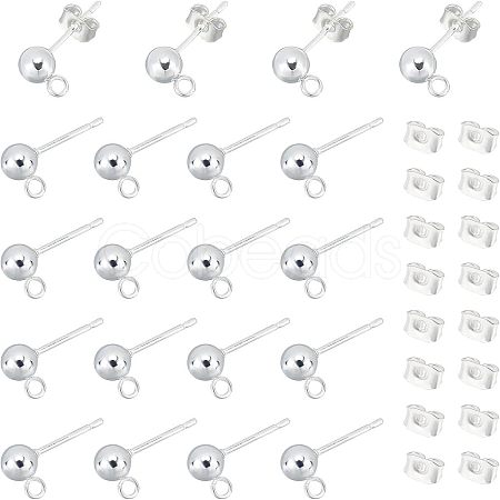 Unicraftale 20pcs 304 Stainless Steel Ball Stud Earring Post FIND-UN0001-12-1