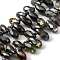 Electroplate Glass Beads Strands, Half Plated, Faceted, Teardrop, Top Drilled, Black Plated, 13x7x7mm, Hole: 1mm, about 100pcs/strand, 19.29''(49cm)