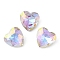 Glass Rhinestone Cabochons, Flat Back & Back Plated, Faceted, Heart, Vitrail Light, 10x10x5mm