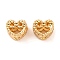 Brass Beads, Heart, Real 18K Gold Plated, 5x6x4mm, Hole: 1.6mm