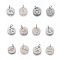 Non-Tarnish 304 Stainless Steel Pendants, Flat Round with Twelve Constellation/Zodiac Sign, 12 Constellations, 12x1mm, Hole: 3mm, 12pcs/set