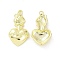 Rack Plating Alloy Pendants, Cadmium Free & Lead Free, Heart, Light Gold, 36x19x6mm, Hole: 2mm