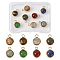 Fashewelry 8Pcs 8 Styles Natural Gemstone Pendants, with Ion Plating(IP) 304 Stainless Steel Findings, Real 18K Gold Plated, Mixed Dyed and Undyed, Half Round, 13.5x10x7.5mm, Hole: 2.5mm, 1pc/style