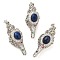 Dyed Natural Lapis Lazuli Pendants, Rack Plating Brass Colorful Rhinestone Shell Shape Charms, Lead Free & Cadmium Free, Platinum, 49x20x19mm, Hole: 7x3mm