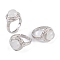 Natural Quartz Crystal Round Adjustable Rings, Platinum Plated Brass Finger Rings for Women Men, Inner Diameter: 18mm