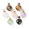 Natural Mixed Gemstone Pendants, Openable Perfume Bottle, with Golden Tone Brass Findings, Heart Shape, 33~35x22~23x12~13mm, Hole: 3.5mm, capacity: 1ml(0.03 fl. oz)