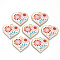 Alloy Enamel Pendants, Cadmium Free & Lead Free, Heart with Flower, Light Gold, Colorful, 21x22x1.5mm, Hole: 2mm