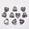 Faceted Glass Rhinestone Charms, Imitation Austrian Crystal, Heart, Black Diamond, 12x12x6mm, Hole: 1.2mm