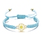 Alloy Cord Bracelets, with Wax Cord, Light Sky Blue, Inner Diameter: 2-3/8 inch(6cm)