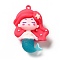 Mermaid Shape PVC Pendants, Light Coral, 53.5x37x22mm, Hole: 3mm